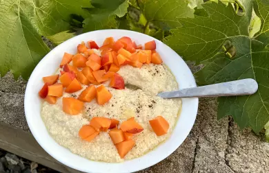 Proteinová low carb “rýžová” kaše s vanilkou a meruňkami