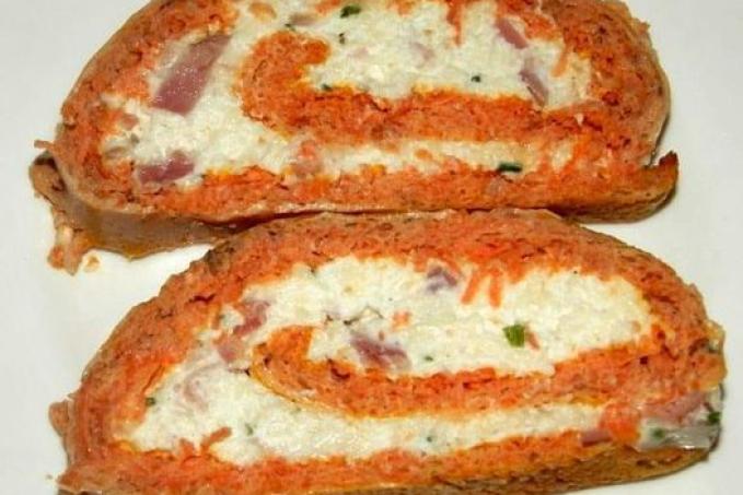 Mrkvová roláda s čerstvým sýrem - bez mouky