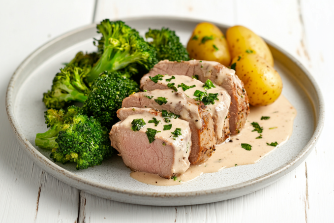 Vepřová panenka s brokolicí a brambory