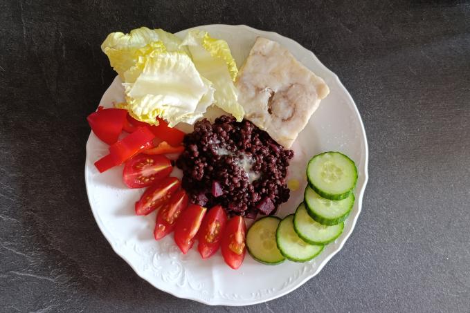 Beluga s červenou řepou