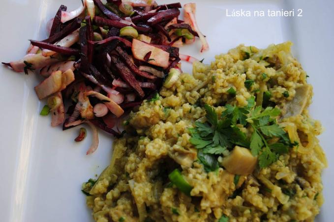 Hliva s krúpkami a šalátom z cvikle a zeleru :-)