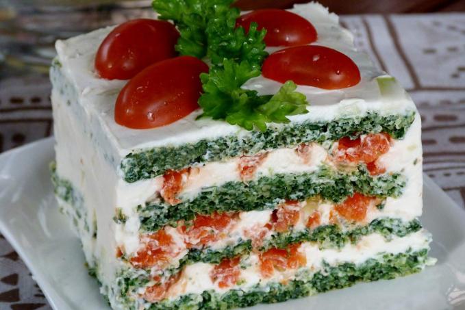 Špenátové řezy s ricottou a lososem