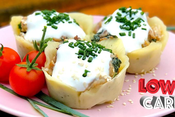 LOW CARB Sýrové Košíčky s květákovou náplní!! Food by Heart ❤️