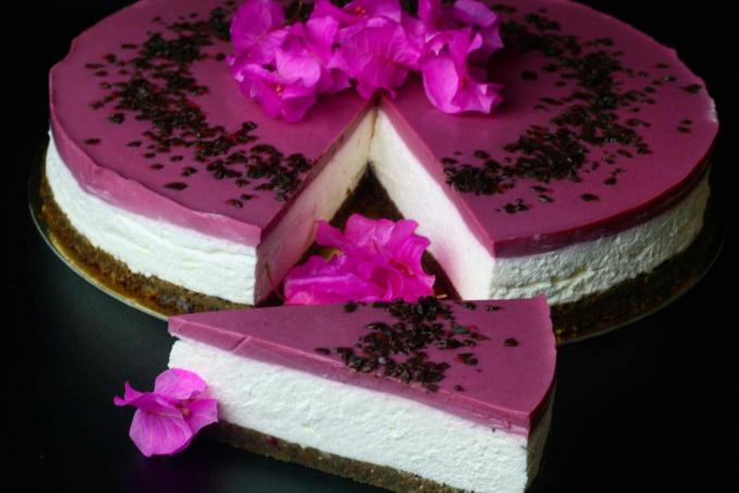 Smetanový nepečený dortík s ostružinovým želé - LC