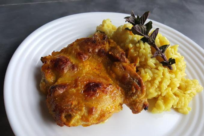 Citronové kuře s kurkumou a mátovým rizotem