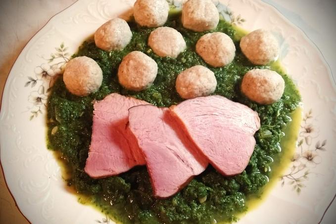 LC noky + uzené + špenát