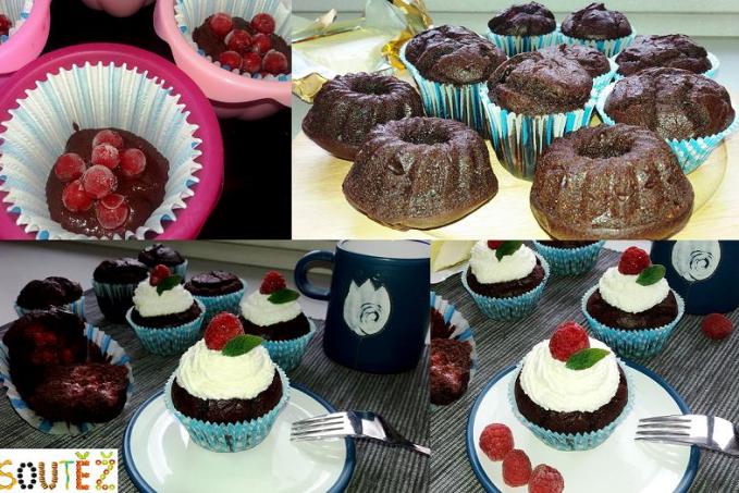 Senzační čokocupcakes z červené řepy plněné rybízem