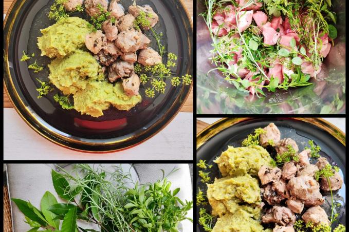 Vepřová plec na bylinkách a brokolicová kaše