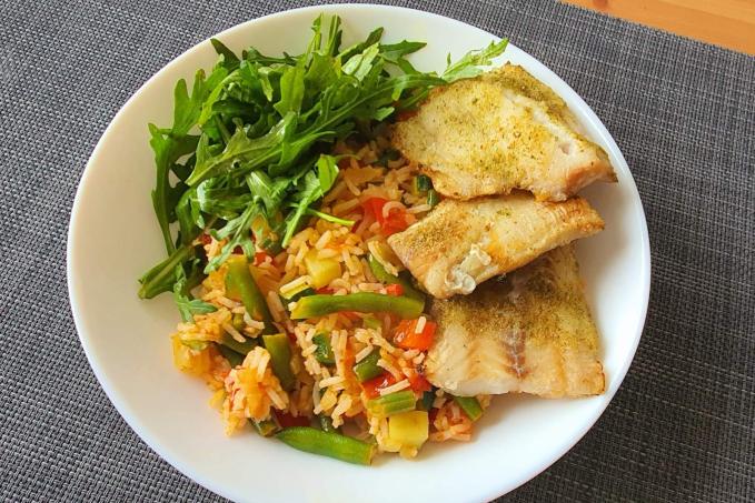Treska se zeleninou a rýží