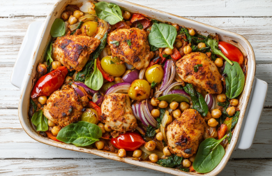 Kuřecí s pečenou zeleninou a cizrnou