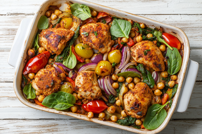 Kuřecí s pečenou zeleninou a cizrnou