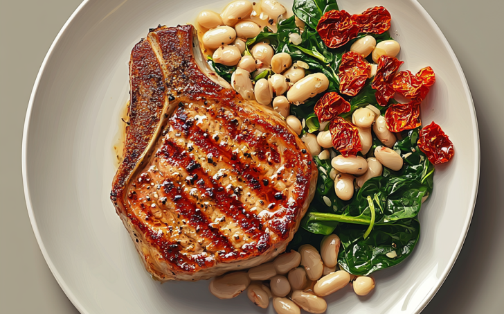 Vepřová kotleta s bílými fazolemi