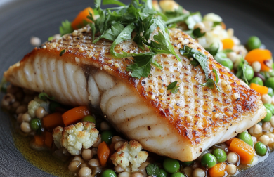 Candát s pohankovo-zeleninovým salátem