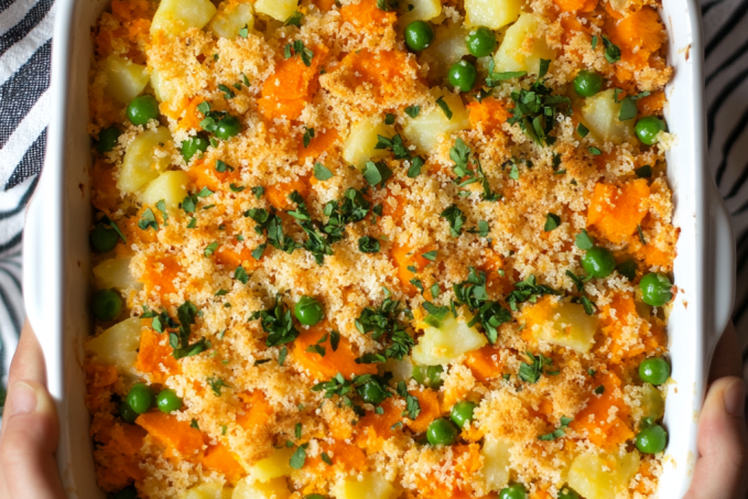 Zapečené brambory s tofu a zeleninou