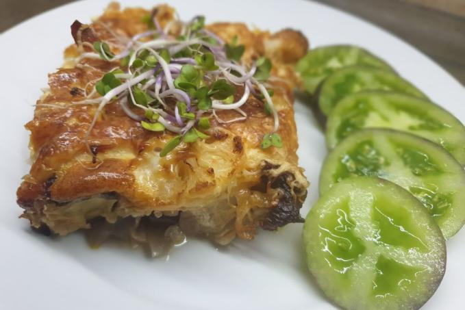 Zapečený karfiol s uzeným kuřetem