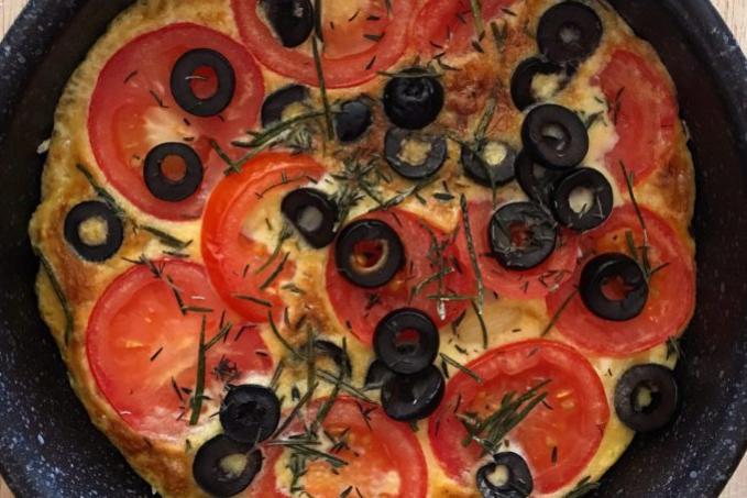 Provensálská Omeleta s Černými Olivami