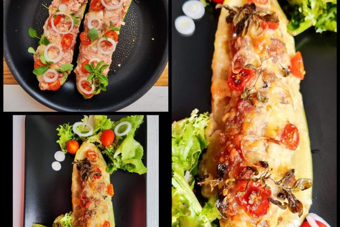 Plněná cuketa masovo-sýrovou směsí