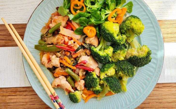 Kuřecí čína a vařená brokolice