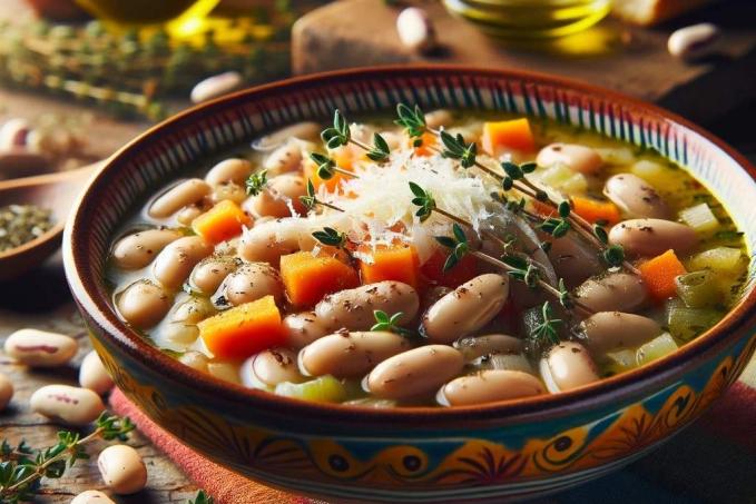 Středomořská polévka z bílých fazolí